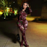 Women's 2025 Spring/Summer New Fashion Net Yarn Printed Pants Casual