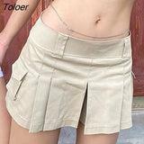 Streetwear Women's Short Skirt Y2K Low Waisted Elegant Pockets Zippered Cargo Skirt Sexy Summer Harajuku Outfits