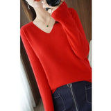 Winter Knitted Pullovers Cashmere Sweater Women V-neck 2022 Soft Knitwear Jumpers Basic Sweaters New Bottoming Tops