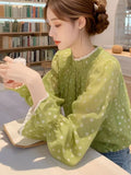 Toloer Floral Shirt Female Spring Small Wearing French Temperament Wooden Ear Tops 2025 New Beautiful
