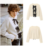 2025 New Women's Fashion Casual Bow Tie With Small Fragrant Knitted Cardigan