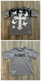 T-Shirt Y2K Hip-Hop Letter Retro Cross Graphic Print Oversized T-Shirt Men's Round Neck Cotton Short-Sleeved Shirt-Outfit