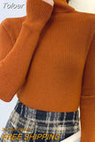 Women Casual Soft Cashmere Elastic Sweaters Turtleneck Slim Knit Pullovers For Women Solid Jumpers