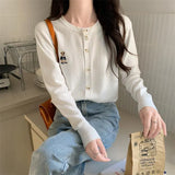 And Autumn Short Coat New Inner Match Sweater Jacket Bear Long Sleeve Cardigan Women's Lazy Wind Sweater Woman-Outfit