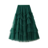 Skirt 2025 Spring New Mesh Dress Design Half-Dress Net Yarn Splicing Ponpong Skirt