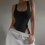 Toloer Style 2023 Summer Women's Solid Color Slim U-Neck Sleeveless Vest