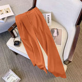 Toloer Wide Leg Pants Women's Pants Spring And Autumn 2024 New High Waist Hanging Feeling Straight Tube Advanced Sense Show Thin Pink Pants Summer-Outfit