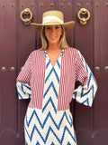 Women's New Striped V-Neck Dress Women's Summer Loose Casual