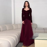 Autumn New Style Splicing Fake Two Elegant Long Dress