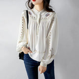 And Autumn 2025 New Fashion Print Shirt Women's Collar Bohemian Loose Gas