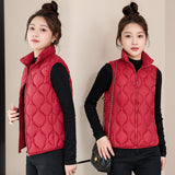 Cotton Vest Female Short Standing Collar Diamond Ge Qiu Dong New Korean Cotton Vest Cotton Vest Coat Fashion Cotton Horse Clip-Outfit