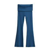 Trendy Women's Wear In Spring, The New Double-Layer Waist-Turning Sports Leisure Pants, Spicy Girls' Stretch Slimming Micro-Horn Trousers-Outfit