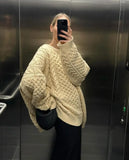 Wind New Women's Long Languid Languid Collar Long-Sleeved Sweater Casual Knitted