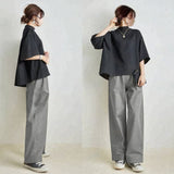 And South Korea In The Spring And Summer New Temperament Loose Sleeve Top + Loose Broad Leg Pants Two Sets Of