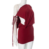Off-shoulder Drawstring Mini Dress-Outfit