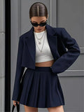 Short Suit Short Suit Suit Set Spring And Summer Double Buckle Short Suit + 100 Folded Short Skirts
