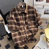 Short-Sleeved Shirt Men's Summer Retro Casual Five-Sleeve Shirt High Street Tide