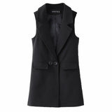 Toloer Vest Female 2024 Spring And Autumn New Korean Version Slim Sleeveless Vest Vest Long Vest Coat Tide-Outfit