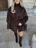 Spring And Autumn Women's Explosive Temperament Hairy Dark Brown Short Loose Thaied Coat