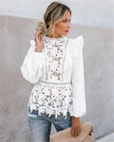 Women Boho Long Sleeve Floral Lace White Tops Blouses Hollow Back Summer Beach Elegant Shirt harajuku femme Clothes Party Tops-Outfit