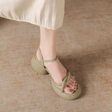 Toloer Tall Heel Sandals Female Summer 2024 New Fashion Fashion With Skirt French Thick Heel Thick Bottom Roman Shoes-Outfit