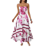 Summer Flower Printed Back Suspension Sexy High Waist A Dress Dress