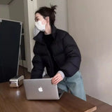 White Duck Down Jacket Female Short Short Winter 2024 New Korean Version Loose Advanced Sense Bread Coat-Outfit