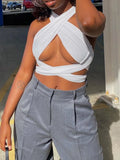 Toloer 2024 New Sexy Cross Hanging Neck Wipe Chest Small Vest Female Tide-Outfit
