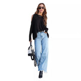 Summer New Washing Water High-Waisted Cowboy Fashion Casual Trousers Female