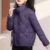 2024 New Cotton-Free Clothes Women's Short Thick Show Thin Down Cotton-Padded Jacket Korean Version Loose Standing Collar Small Cotton-Padded Jacket Coat-Outfit