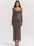 Sheer Long Sleeve Bodycon Maxi Dress-Outfit