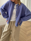 Solid Buttoned Cardigan-Outfit
