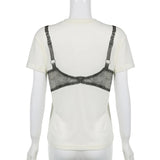 White Bra Print Graphic Tee-Outfit