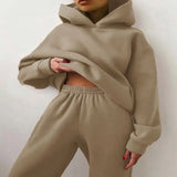 Toloer 2024 Women's Solid Color Casual Fashion Pants And Thick Long-Sleeved Hoodie Hoosuit For
