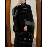 Style Cloak Coat Women New Chinese High end Plush Capes Autumn and Winter Loose Causal Warm Black Coat Women Clothing-Outfit