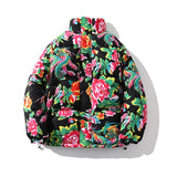 Northeast Big Flower Cotton-Padded Jacket Men And Women China-Fashion Chinese Wind Peony Flowers Add Thick Cotton Clothes Winter Warm Coat Oversize-Outfit