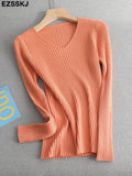 2022 basic v-neck solid autumn winter Sweater Pullover Women Female Knitted sweater slim long sleeve badycon sweater