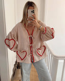 Women's Clothing New Fashion Loose Long-Sleeved Plaid Love With Shirt