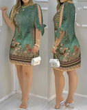 Toloer Summer Women's Chinese Retro Family Style Loose Casual Round Collar Print Cover