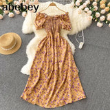 New Fashion Floral Robe Print Long Dress Ruffle Maxi Sundress Bohemian Women Summer Sexy Casual Elegant Strapless