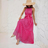 Women's Summer New Hot Selling Hanging Neck Lotus Leaf Side Long
