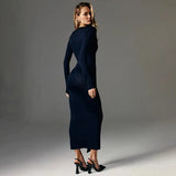 Pleated Tassel Long Sleeve Maxi Dress-Outfit