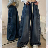 Tie Strap Baggy Cargo Jeans-Outfit