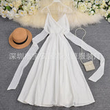 Toloer Gentle Wind Dress Goddess Seaside Resort Dress Ins Careful Machine Back Strap Waist