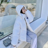 Women Winter Short Coat Hood Puffer Bomber Basic Jacket Female Coat Loose Parka Plus Size Korean Hat S Outerwear Snow