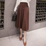 Skirt Women's 2023 Autumn And Winter New Korean Version Of Wool Skirt A-Shaped Skirt Medium-Long High-Waist Pleated Skirt-Outfit