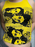 Gothic Screen Print Crop Tank Top-Outfit