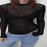 Toloer / Summer 2023 New Hot Selling Long-Sleeved Round Collar Thin Breathable Knit-Outfit