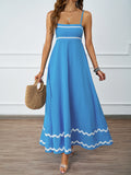 Summer Solid Color Lace Splicing Elegant Slings Bras Oversized Dress Dress