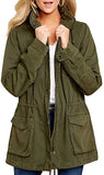 Military Jacket Women Hooded Windbreaker Autumn Winter Female Long Sleeve Outerwear Casual Streetwear Stand Collar Zip Up